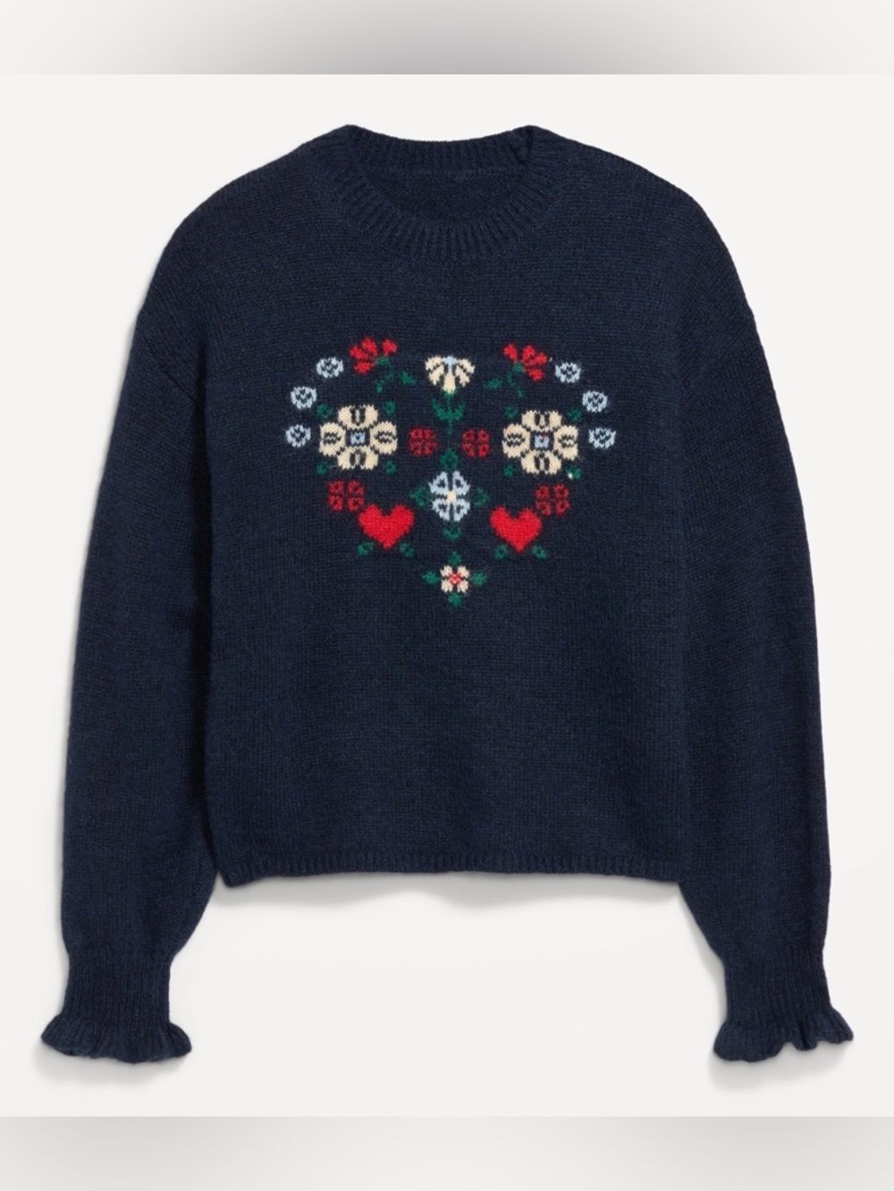 Old Navy Women Loose Crew-Neck Wool-Blend
Graphic Cropped Sweater (Size: M)